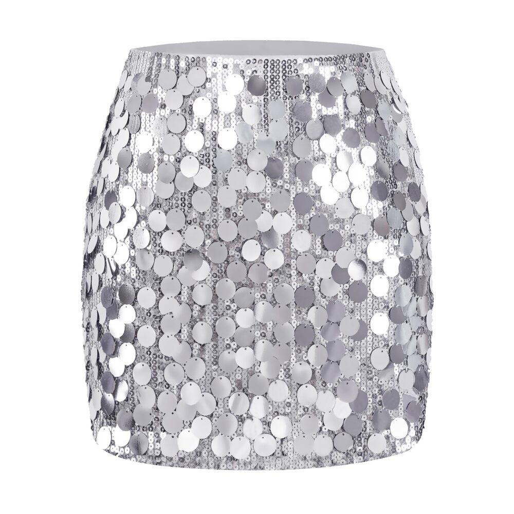 5086 Contrast Sequin Skirt Sparkle Stretchy Bodycon Mini Coin Skirts Night